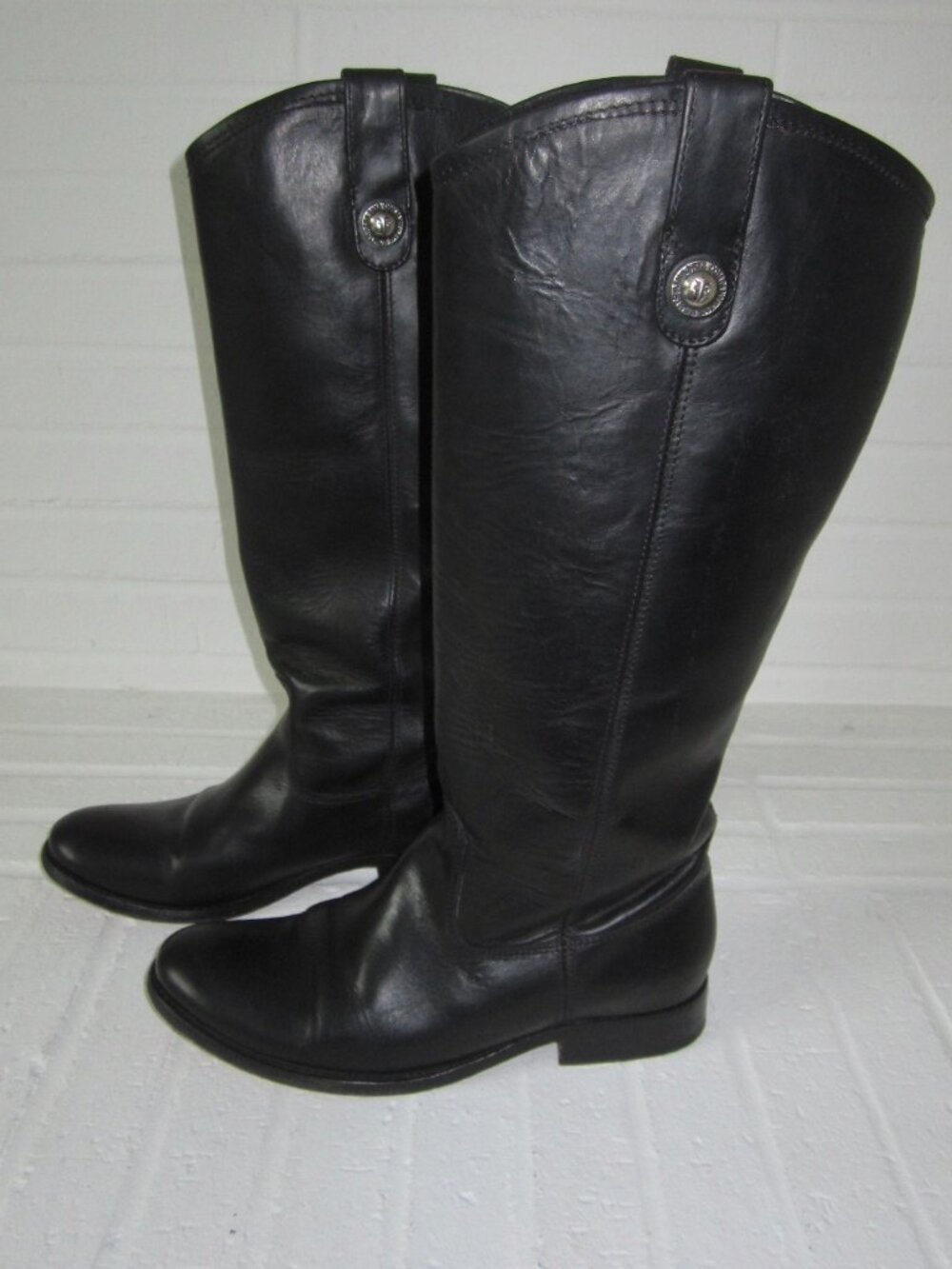 FRYE MELISSA Button Tall Boots Black Leather Women’s 6 1/2 M - Picture 6 of 16